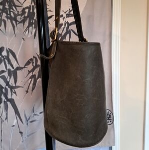 Vintage Coach Bag | Leather Bucket Purse dark gray